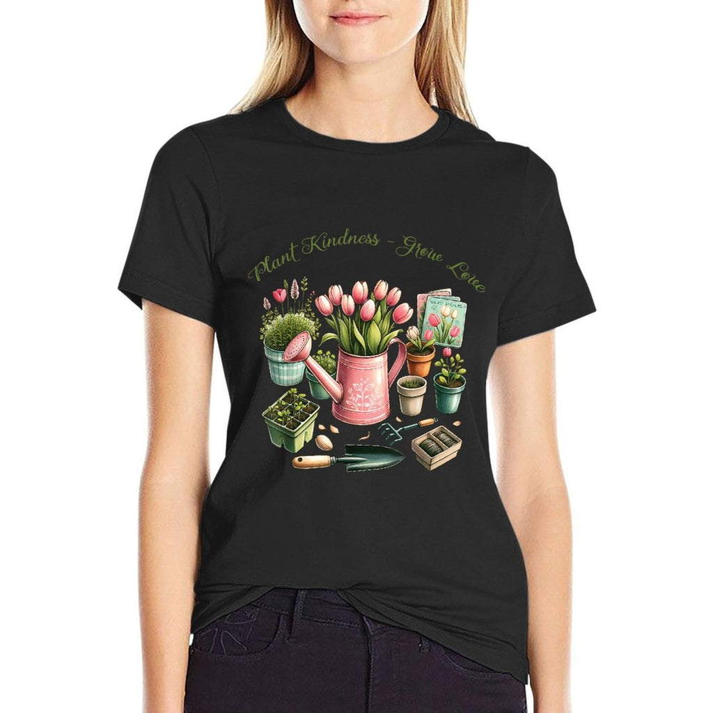 Plant Kindness Grow Love Gardening Spring-Themed Positive  Slim-fit Cut T-Shirt