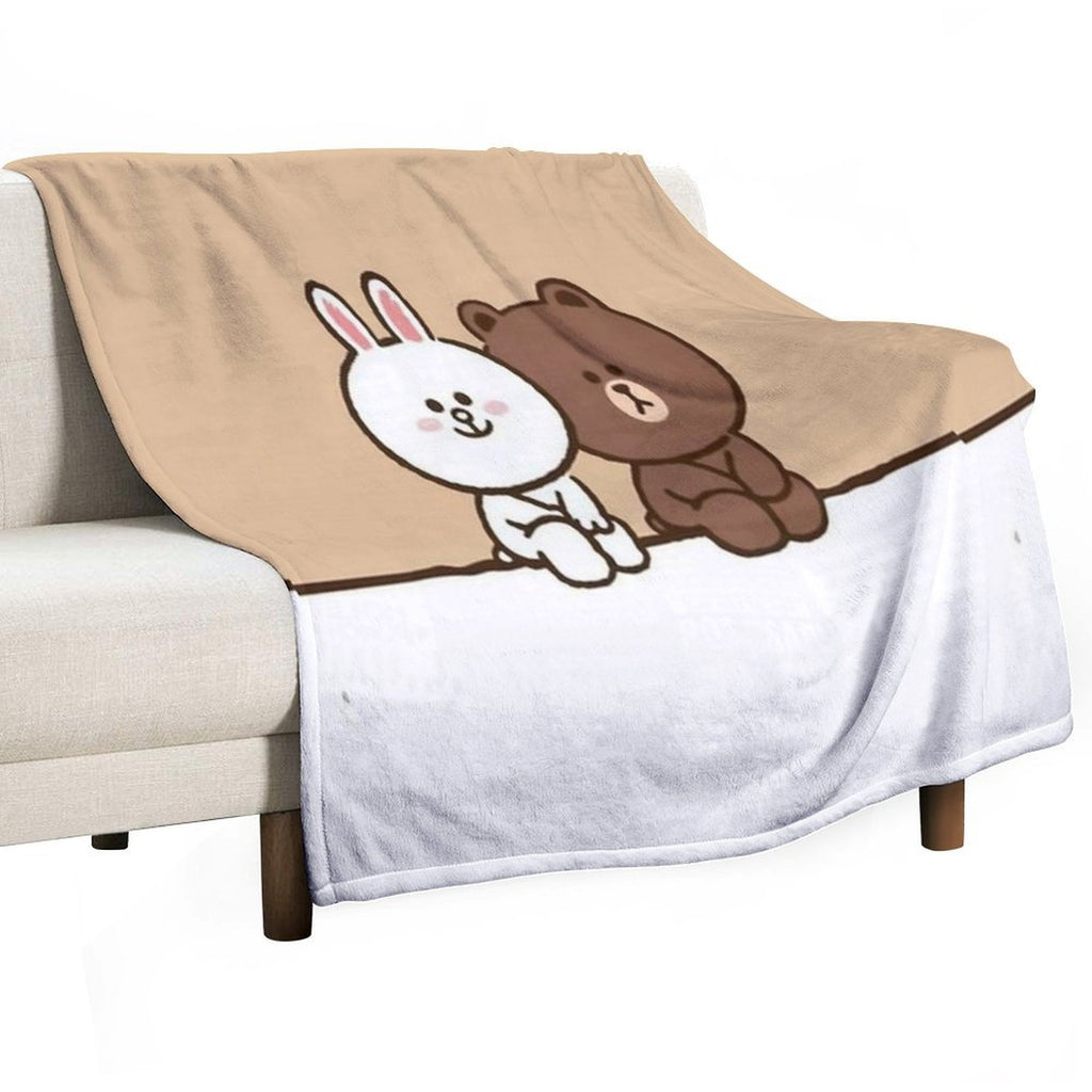 Brown Cony Bear Machine-washable Throw Blanket