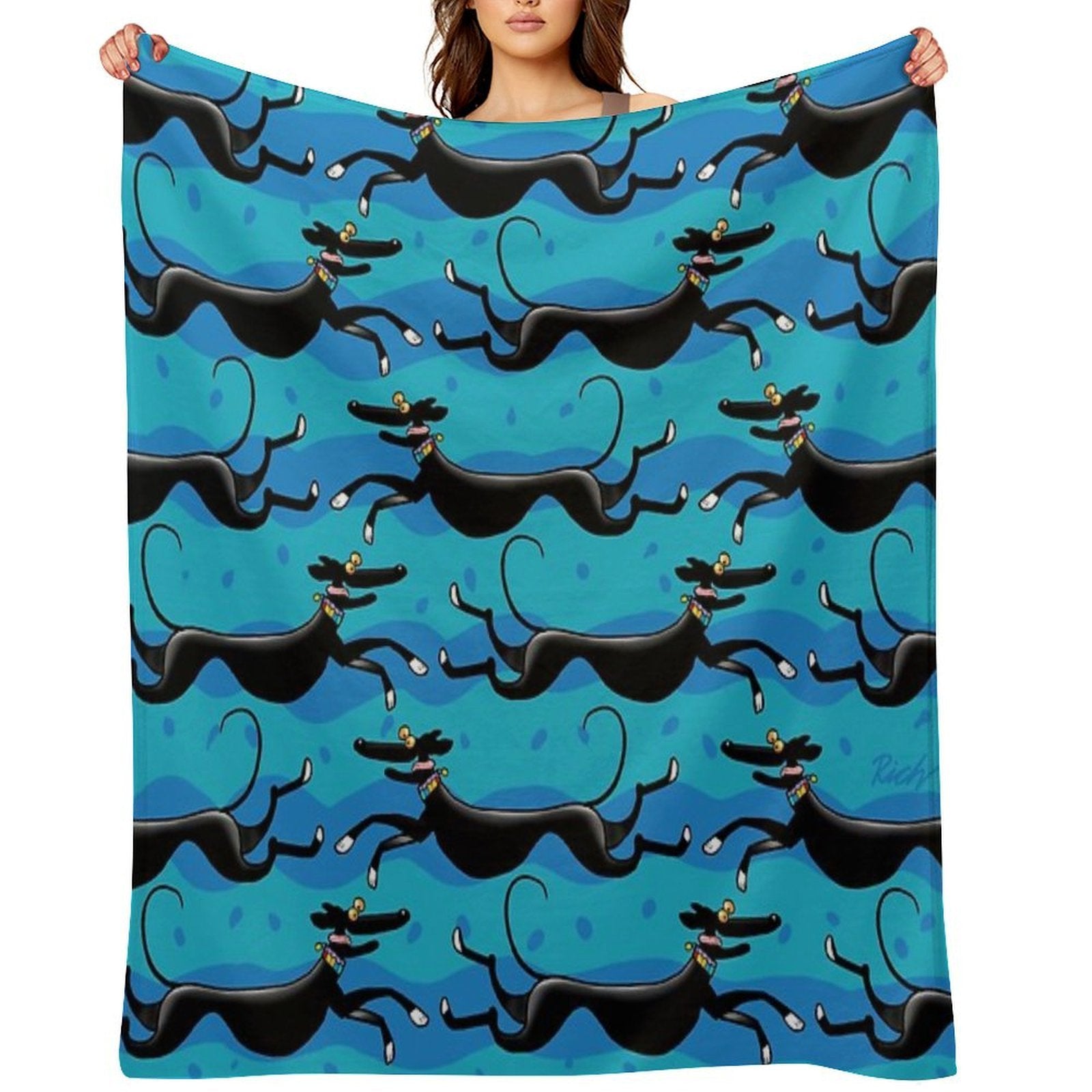 Blue Zoomies Pattern Durable Throw Blanket