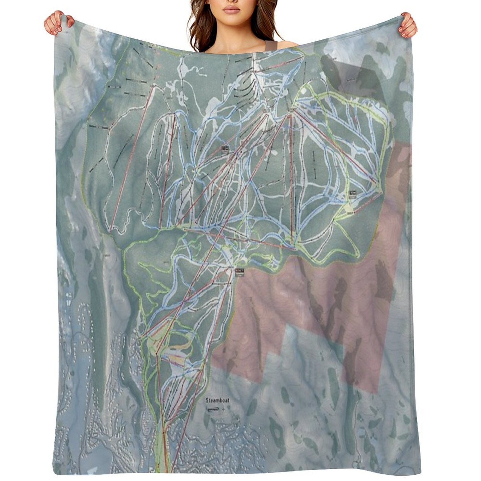 Steamboat Resort Trail Map Premium Throw Blanket