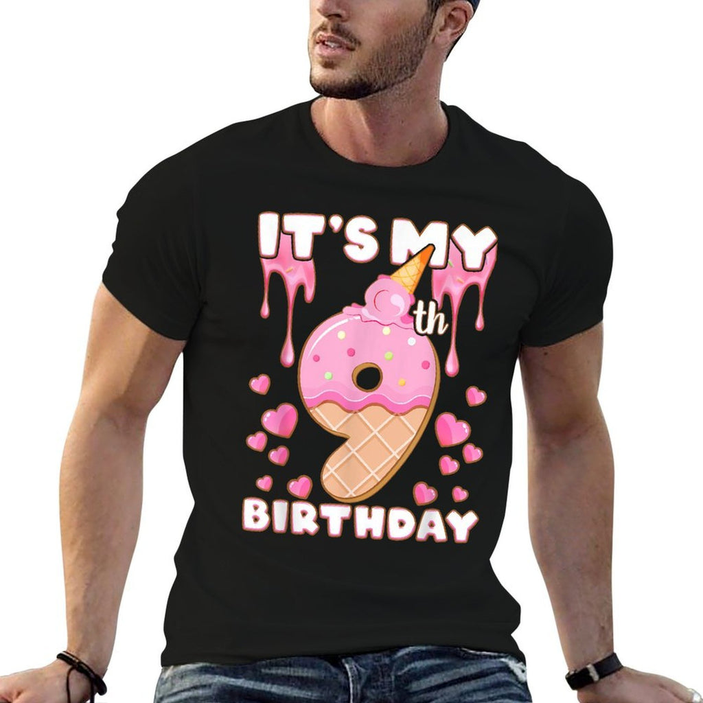 Birthday, Girl 9 Years, Ice Cream, It's My 9th Birthday Comfortable T-Shirt