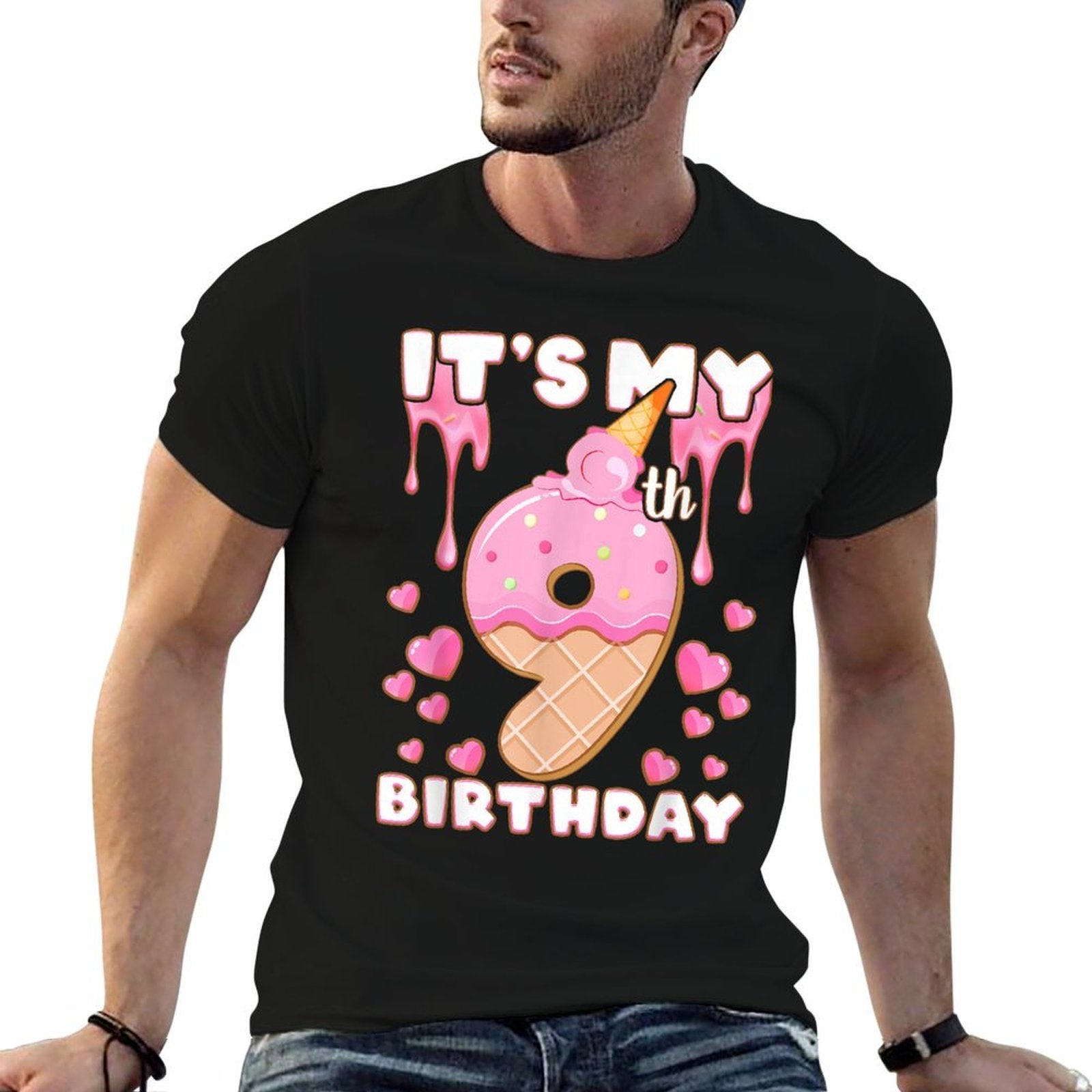 Birthday, Girl 9 Years, Ice Cream, It's My 9th Birthday Comfortable T-Shirt