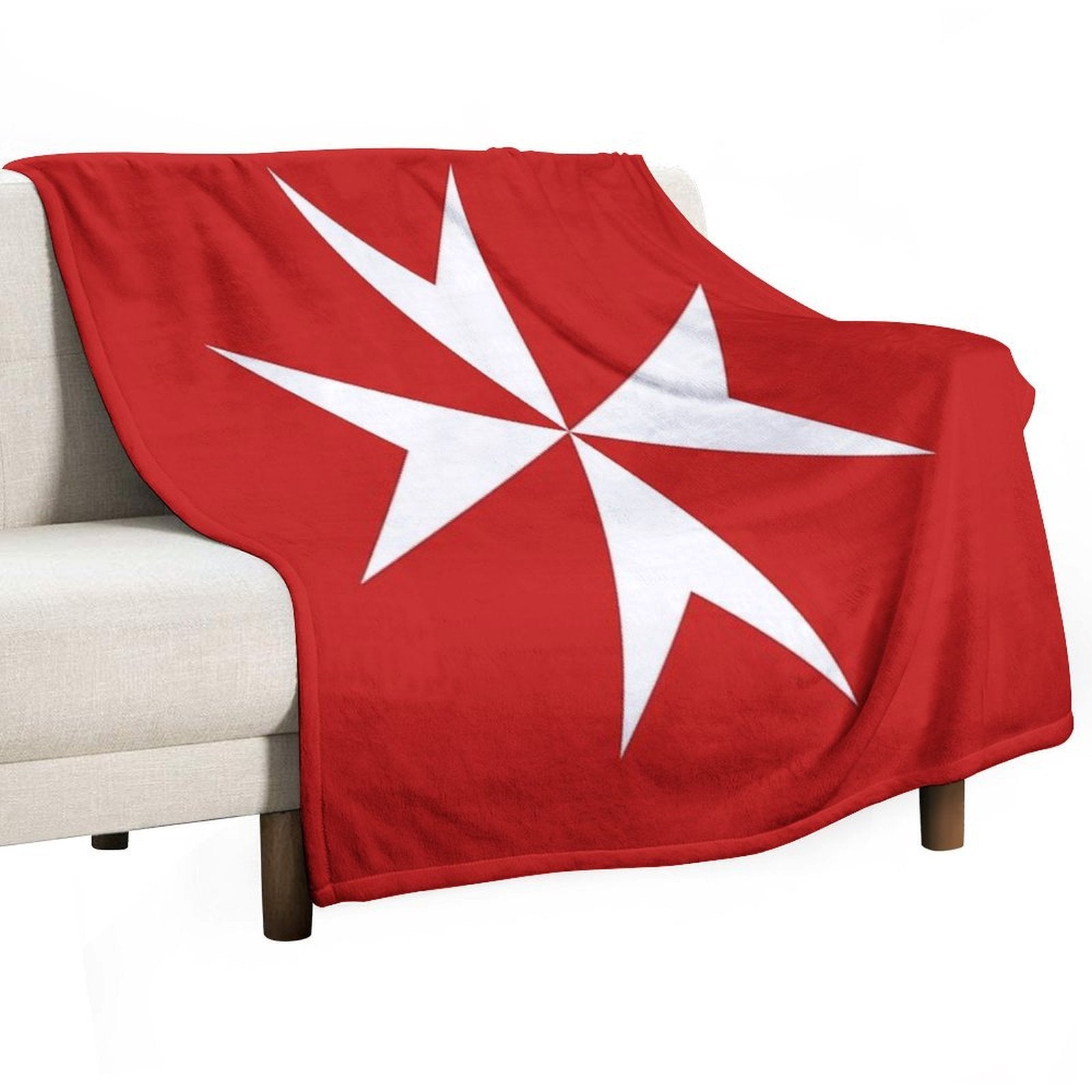 Maltese Cross Flag T-Shirt Plush Throw Blanket