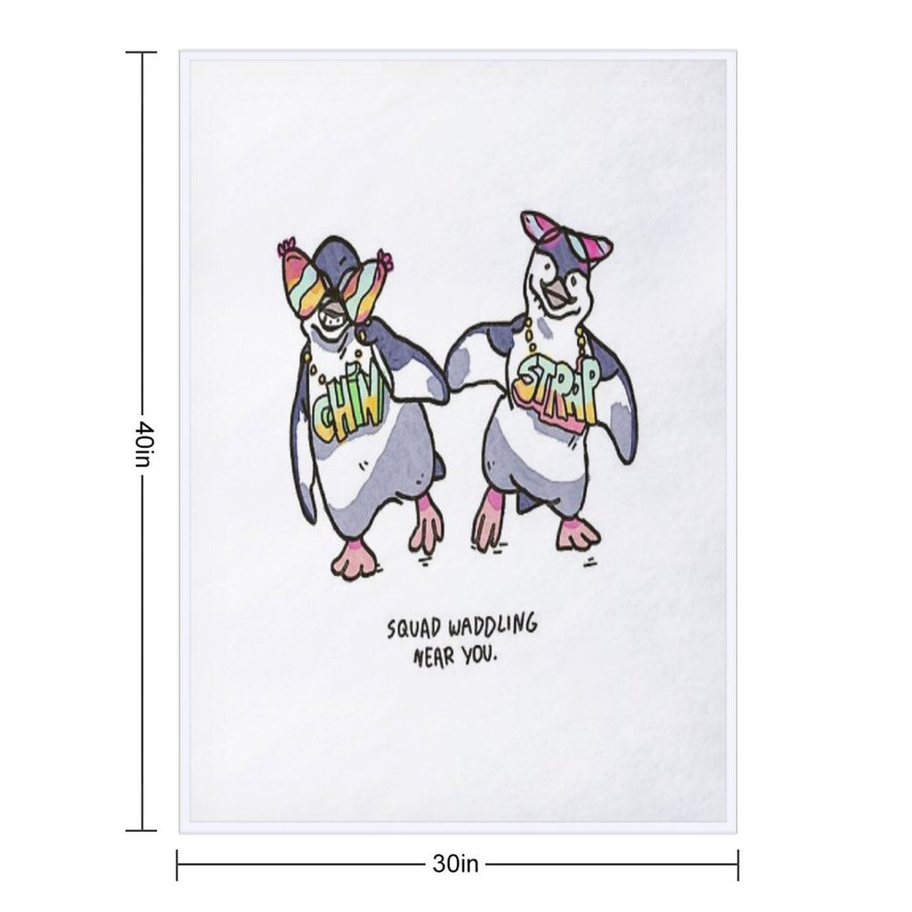 Chin N Strap Penguin Waddles Machine-washable Throw Blanket