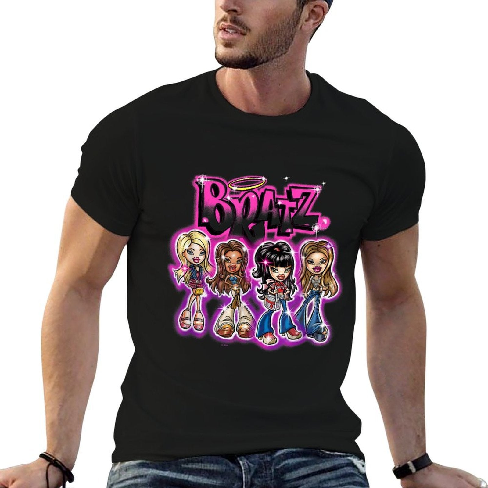 Bratz Dolls With Style Group Shot Retro Big Chest Poster  Durable T-Shirt