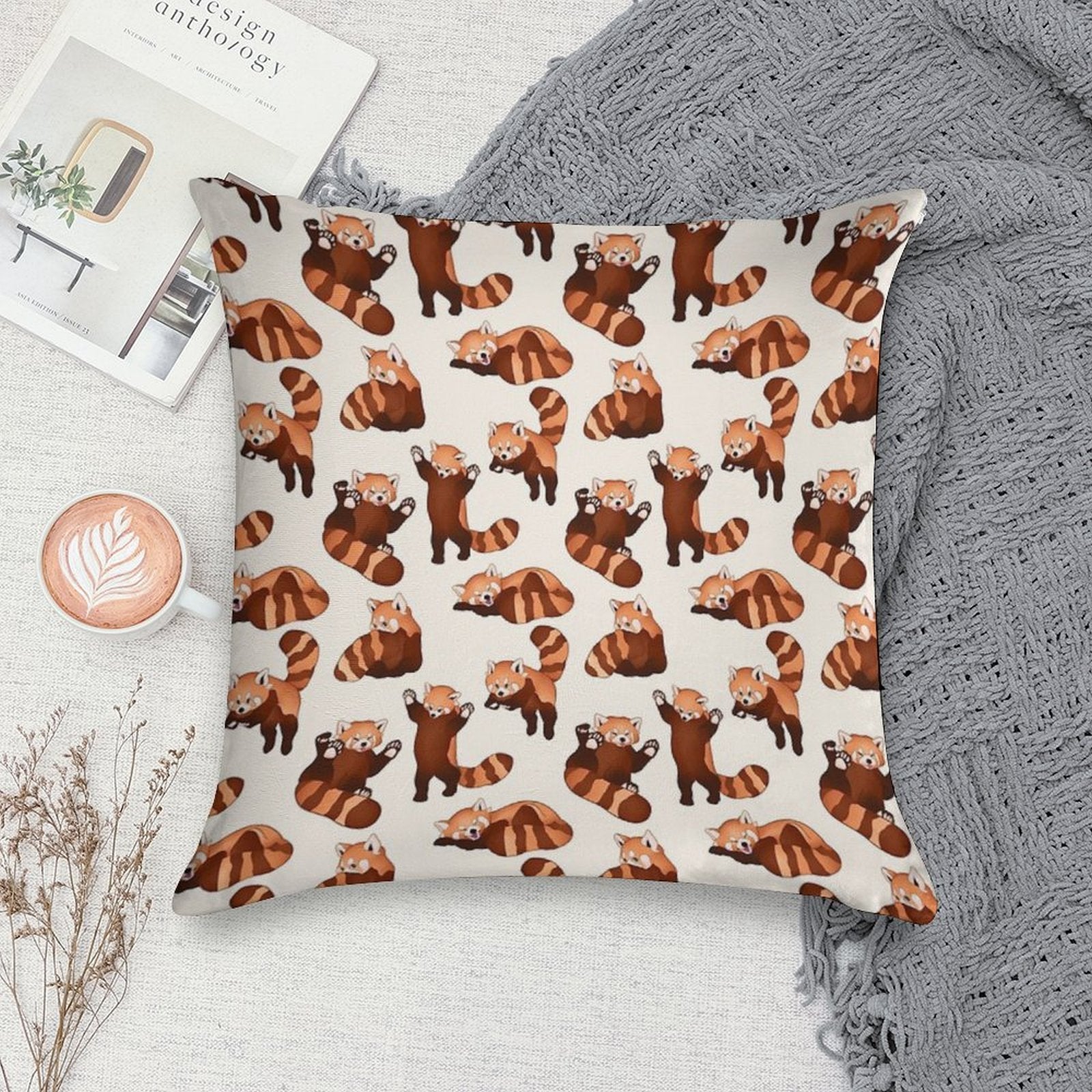 Red Panda Pattern Soft Easy Maintenance Throw Pillow