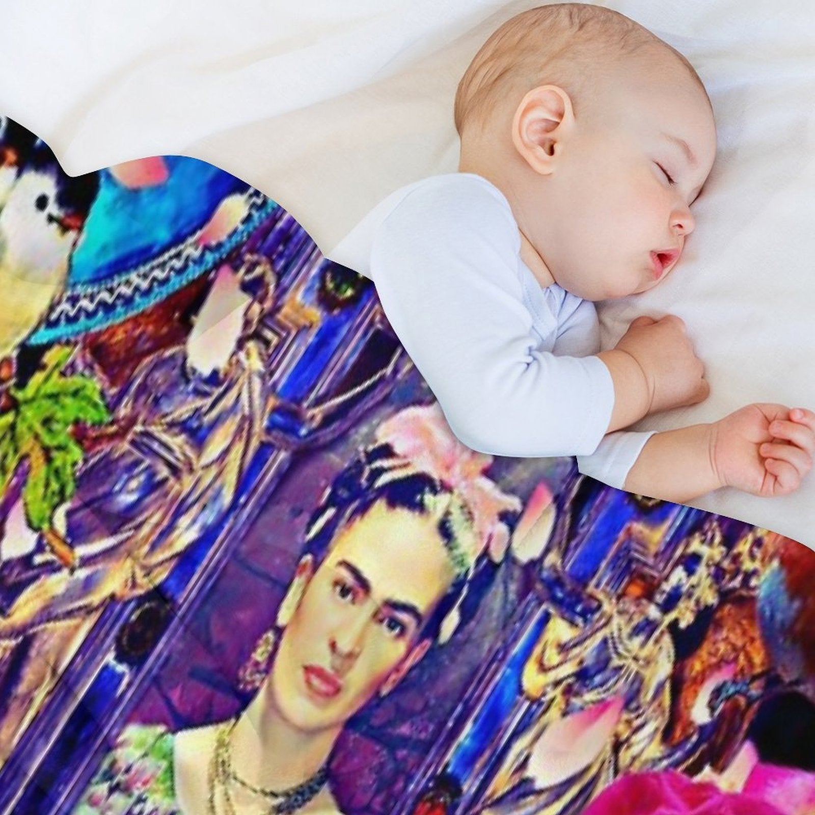 Frida Kahlo Love One Another Collage Premium Throw Blanket