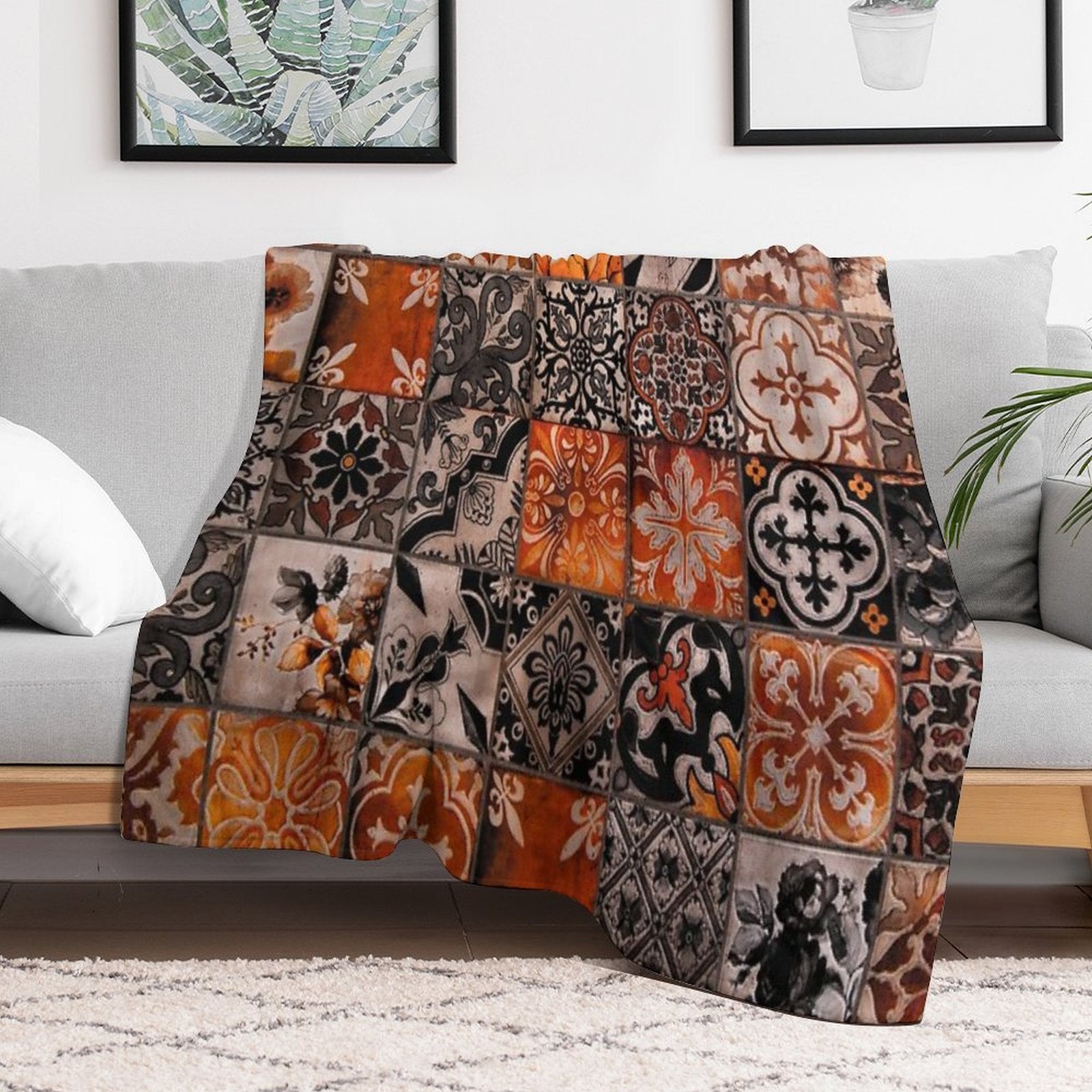 Traditional Tiles Quick-dry Throw Blanket