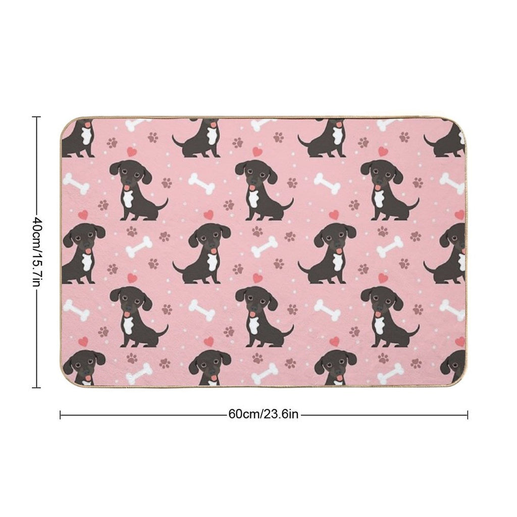 LOVE Black And White Chiweenie Dachshund Chihuahua Mix  Anti-Trip Bath Mat