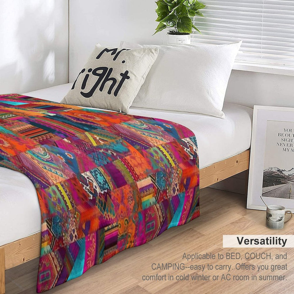 Bohemian Patchwork Style Sustainable Throw Blanket