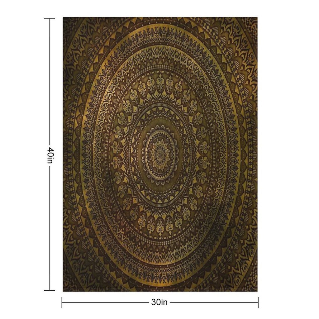 Lime Brown Mandala Travel-friendly Throw Blanket