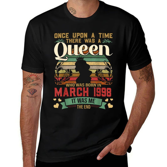 Girls 21st Birthday Queen March 1998 Queen Birthday  Summer-ready Fabric T-Shirt