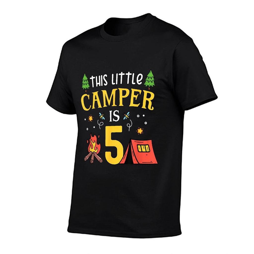 5th Birthday Little Camper Five Years Old Camping Party  Cotton T-Shirt