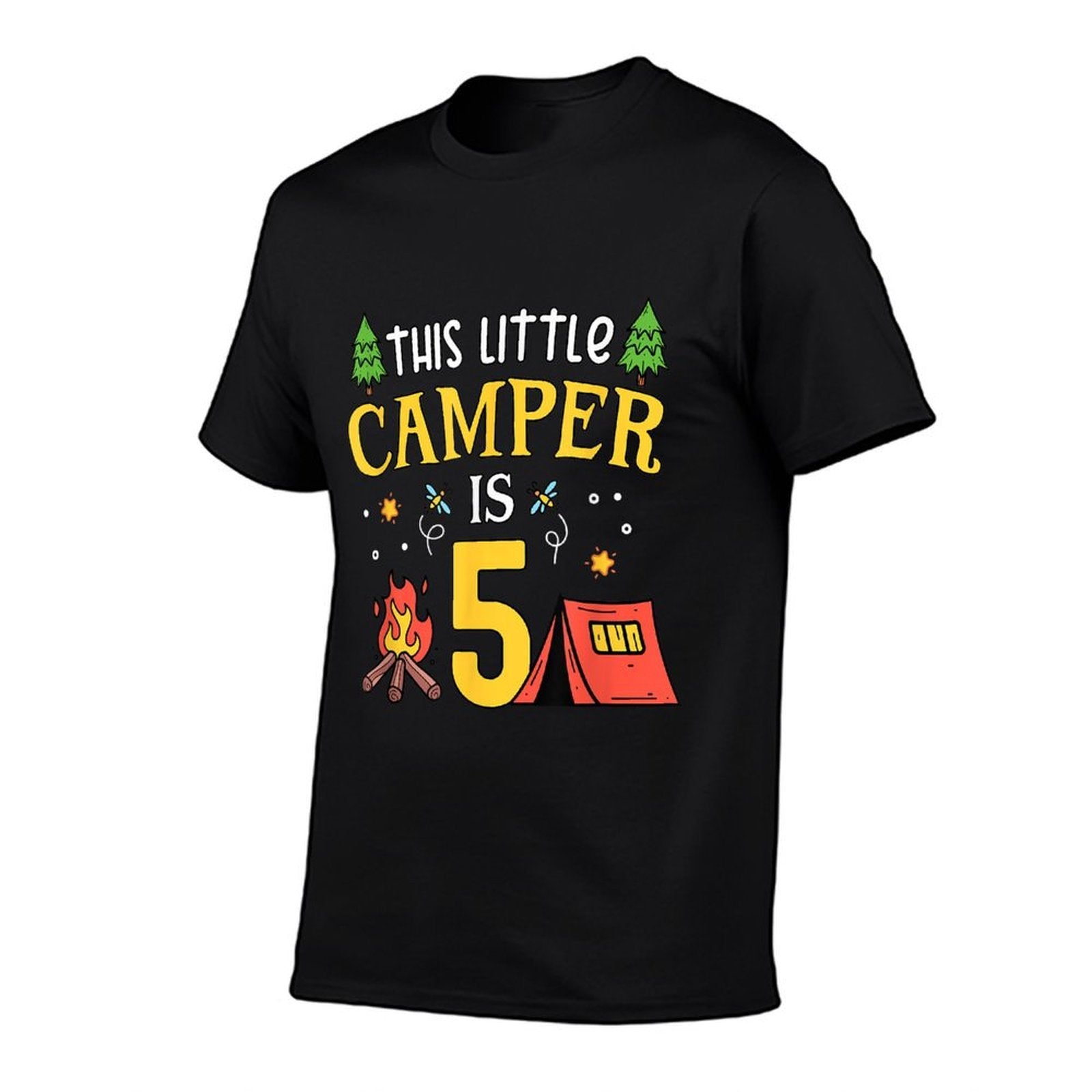 5th Birthday Little Camper Five Years Old Camping Party  Cotton T-Shirt