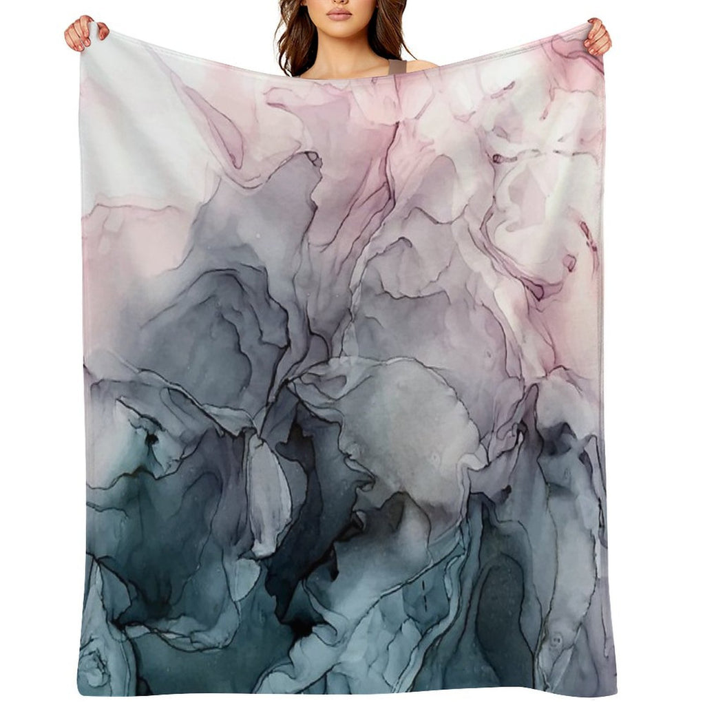 Blush And Payne's Grey Flowing Abstract Painting Comfort Throw Blanket