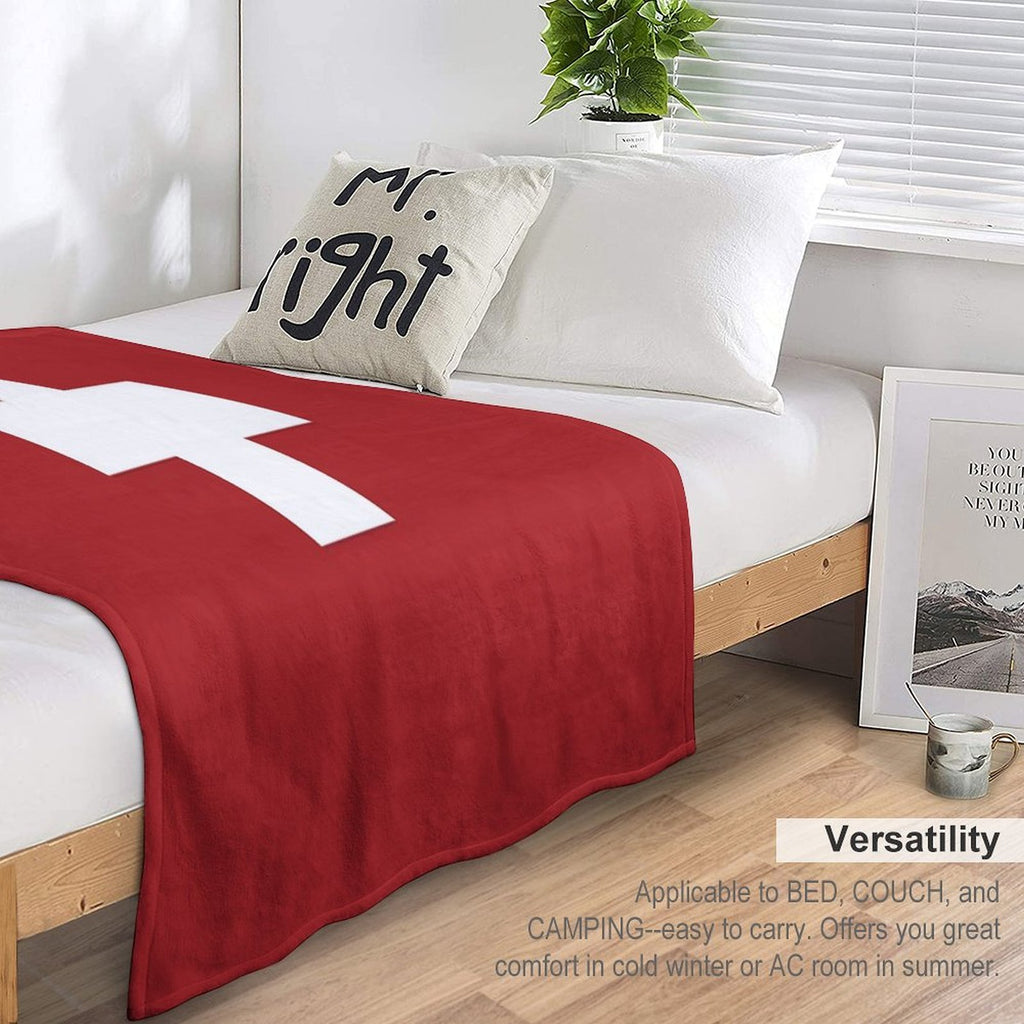 Swiss Cross Red Lightweight Throw Blanket