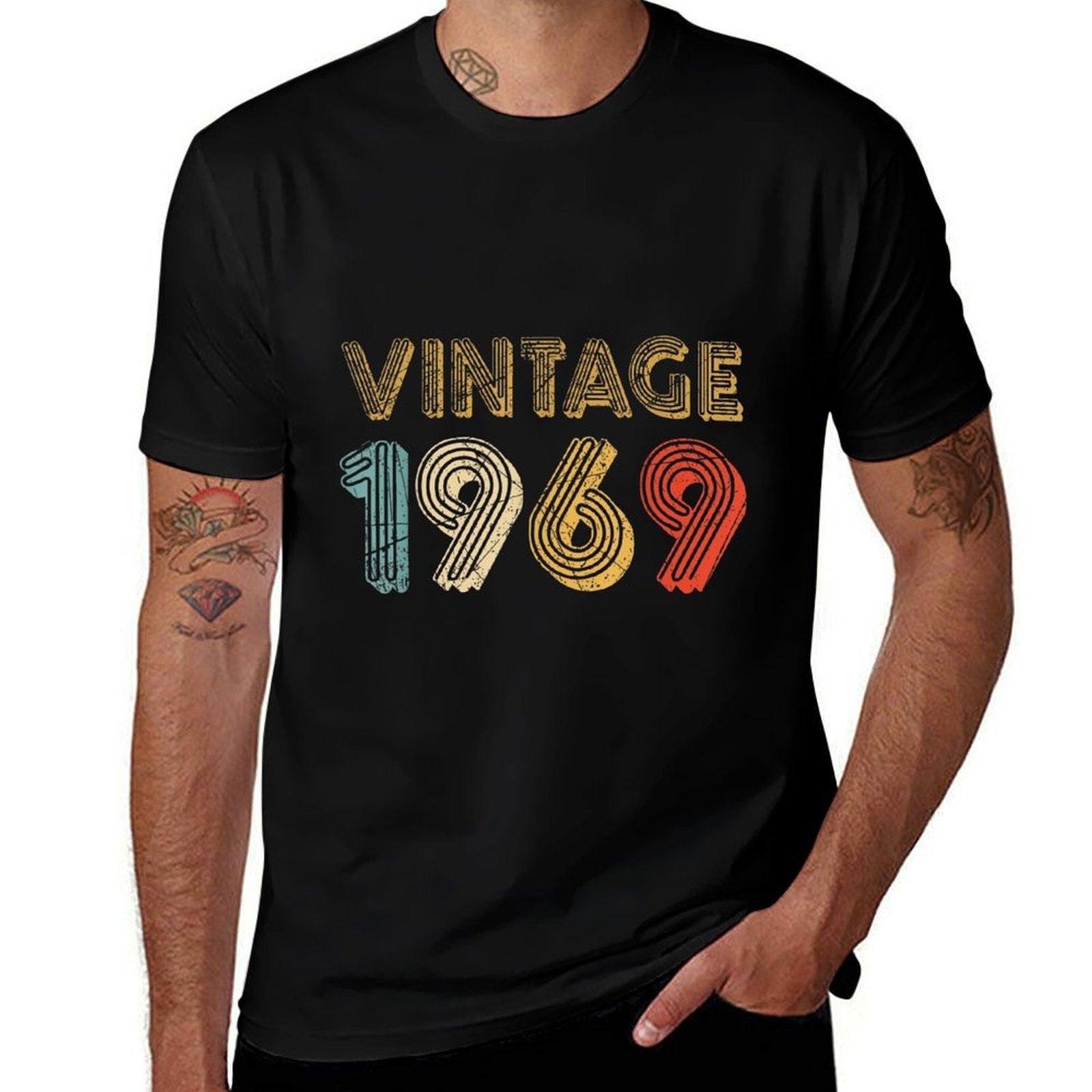 50th Birthday Gift Vintage 1969 for Men And Woman  Rolled Sleeves T-Shirt