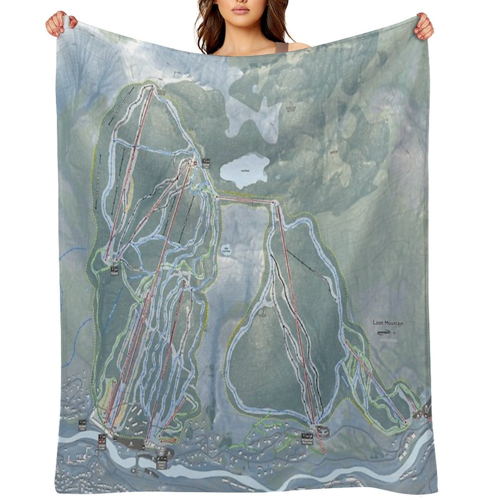 Loon Mountain Resort Trail Map Anti-pilling Throw Blanket