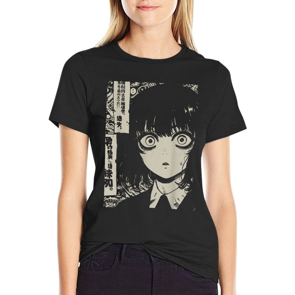 Horror Anime Manga  Japan Japanese Creepy Kawaii Goth  High-quality Stitching T-Shirt