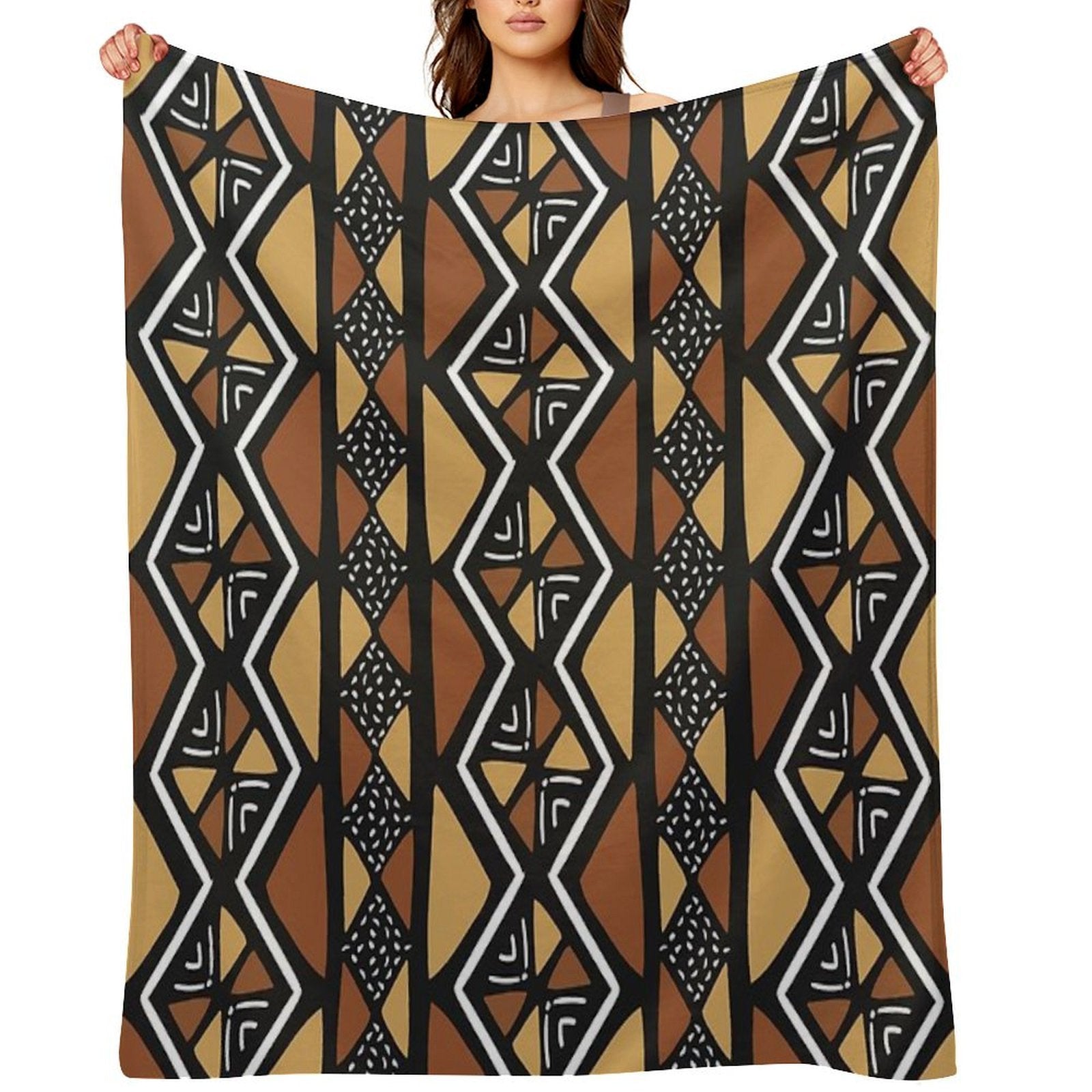 African Mud Cloth Mali Easy Care Throw Blanket