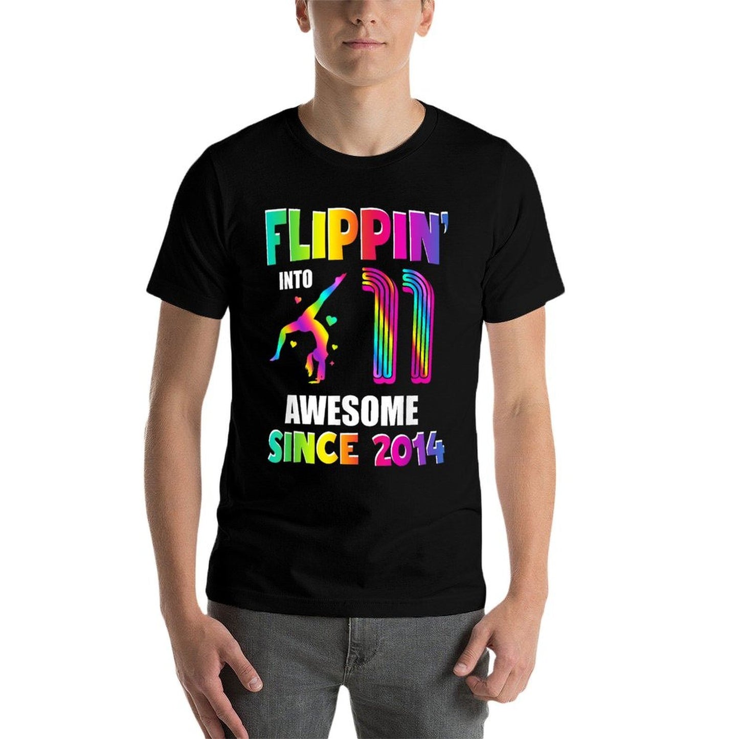 11th Birthday Gymnastics Girl 11 Year Old Gymnast Born 2014  Rolled Sleeves T-Shirt
