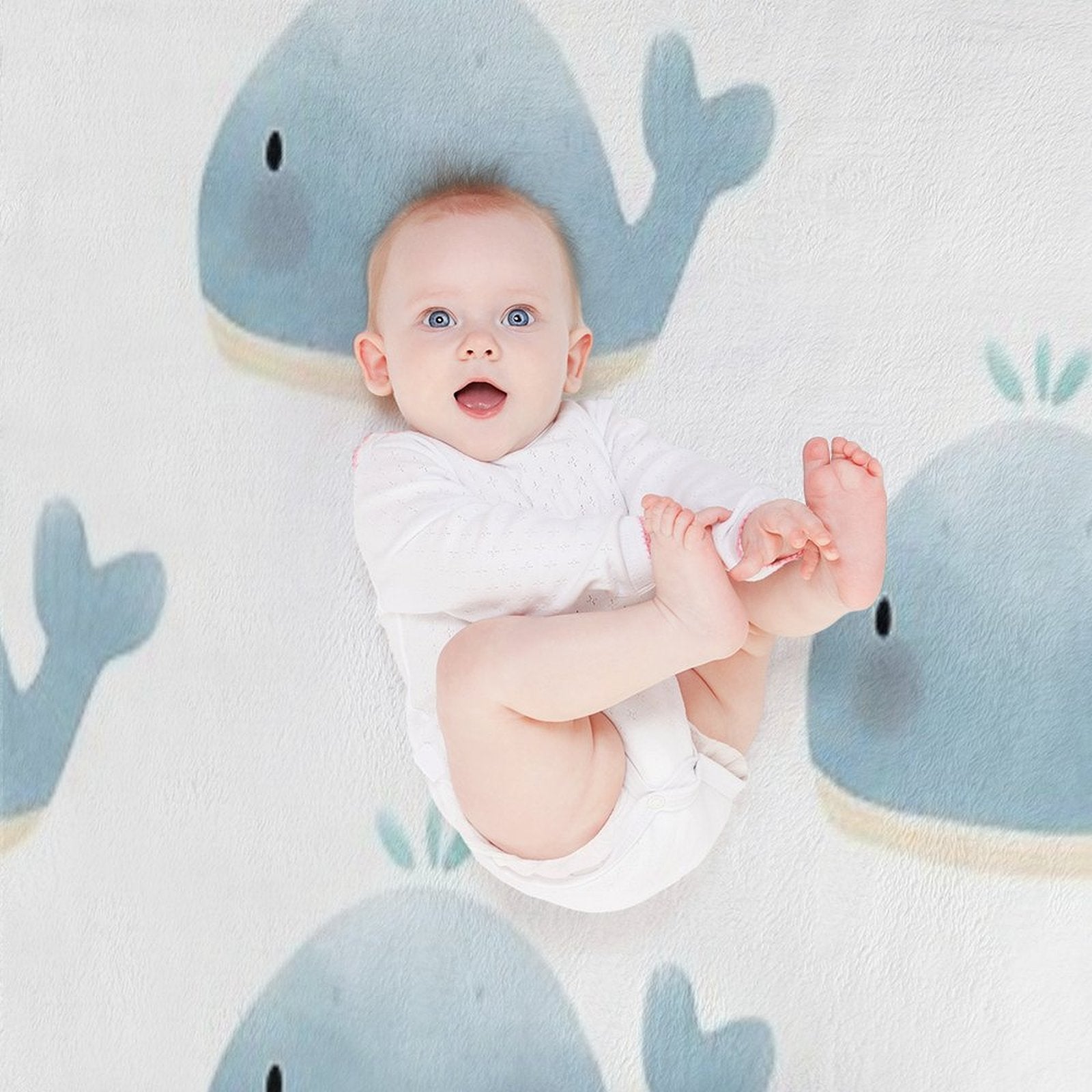 Blue Whale Watercolor Hand Drawn Kawaii Versatility Throw Blanket