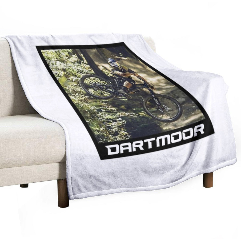 Cyclist Jumping with His Dartmoor Bikes Travel-friendly Throw Blanket