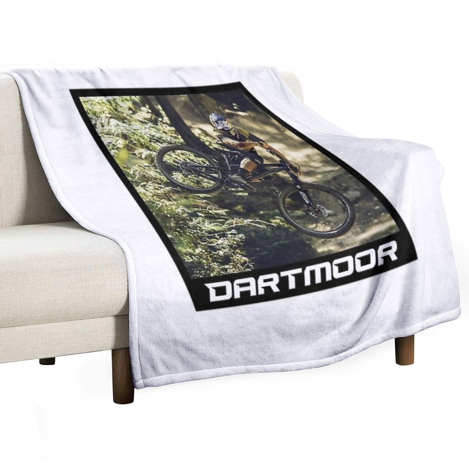 Cyclist Jumping with His Dartmoor Bikes Travel-friendly Throw Blanket