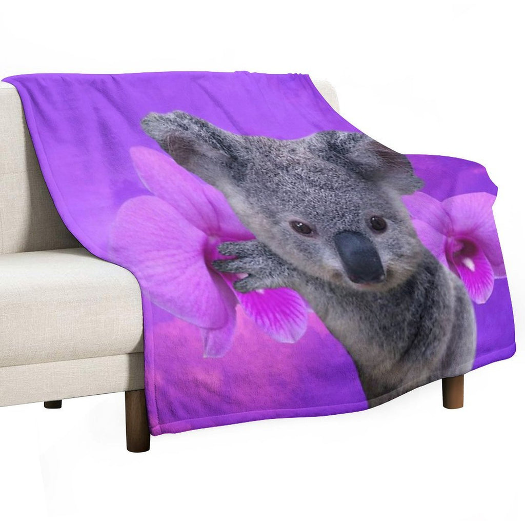 Koala And Orchids Gift-ready Throw Blanket