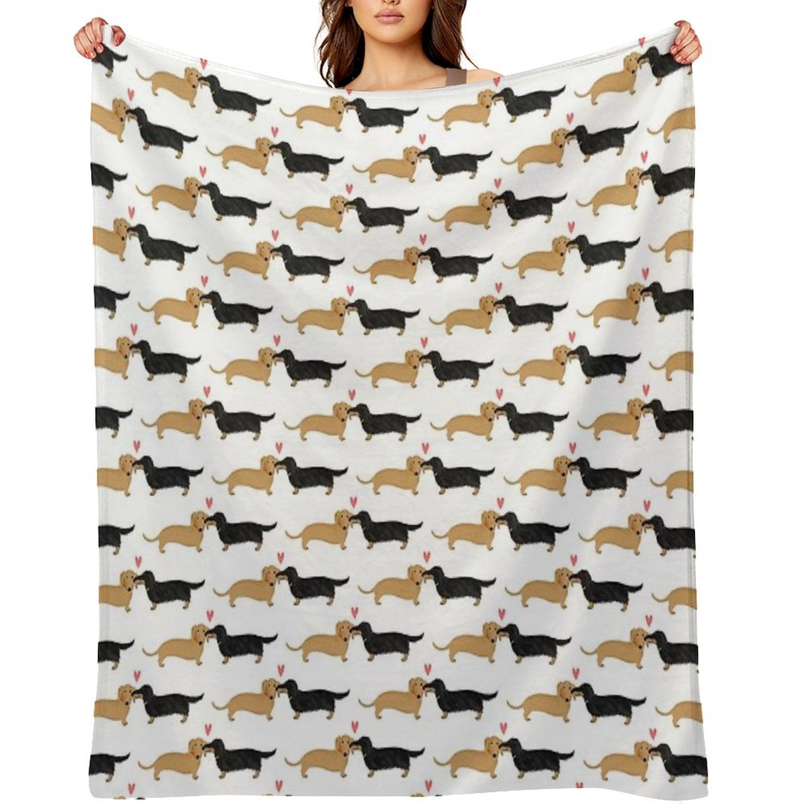 Dachshunds Love Dogs with Heart Cute Wiener Dogs All-season Throw Blanket