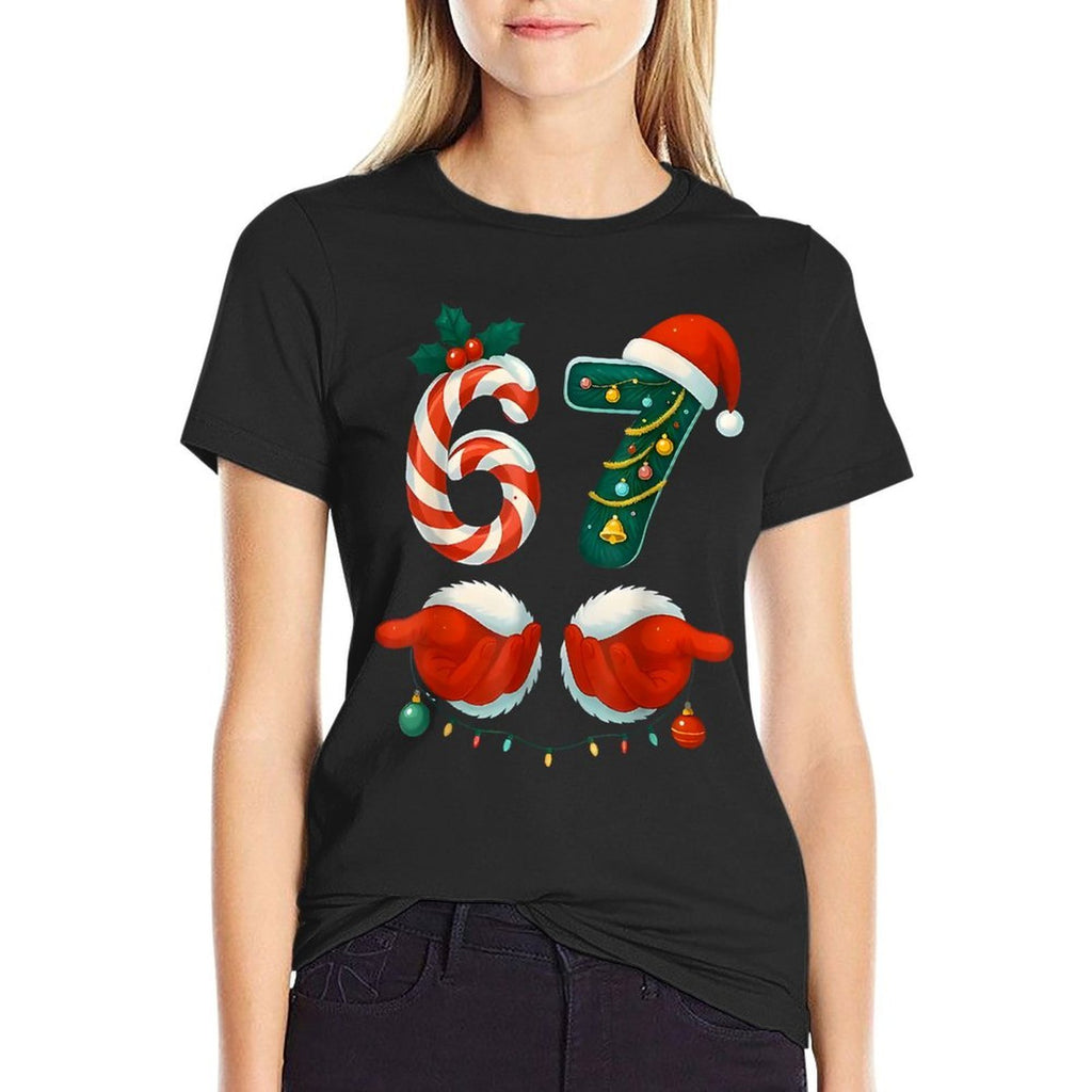 67 Meme Six Seven for Kids Women Men Boys Girls Christmas  Slim-fit Cut T-Shirt