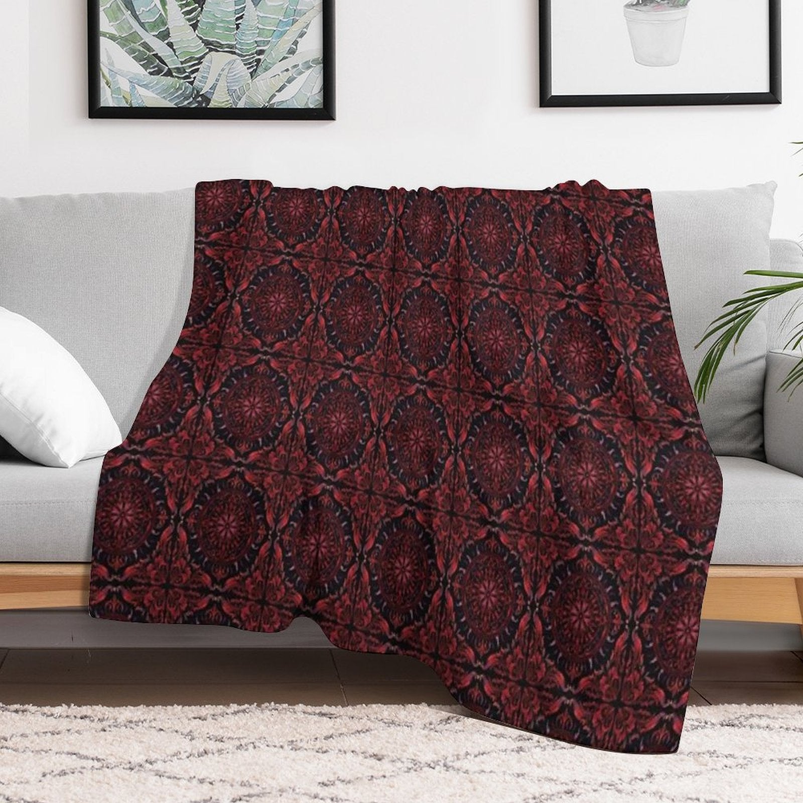 Gothic Vampire Pattern Sustainable Throw Blanket