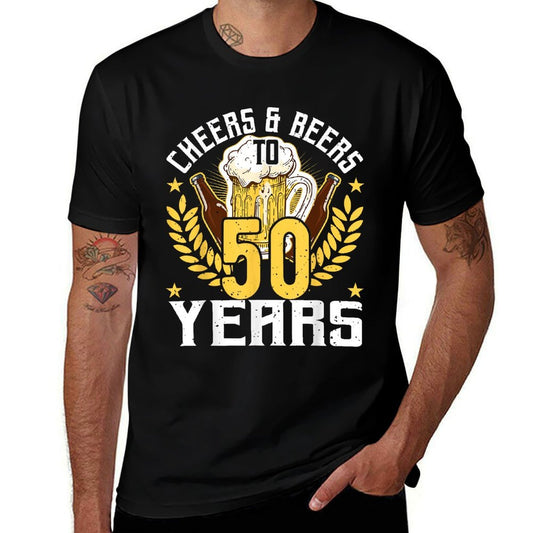 Cheers And Beers To 50 Years, Beer Lover 50th Birthday  Summer-ready Fabric T-Shirt