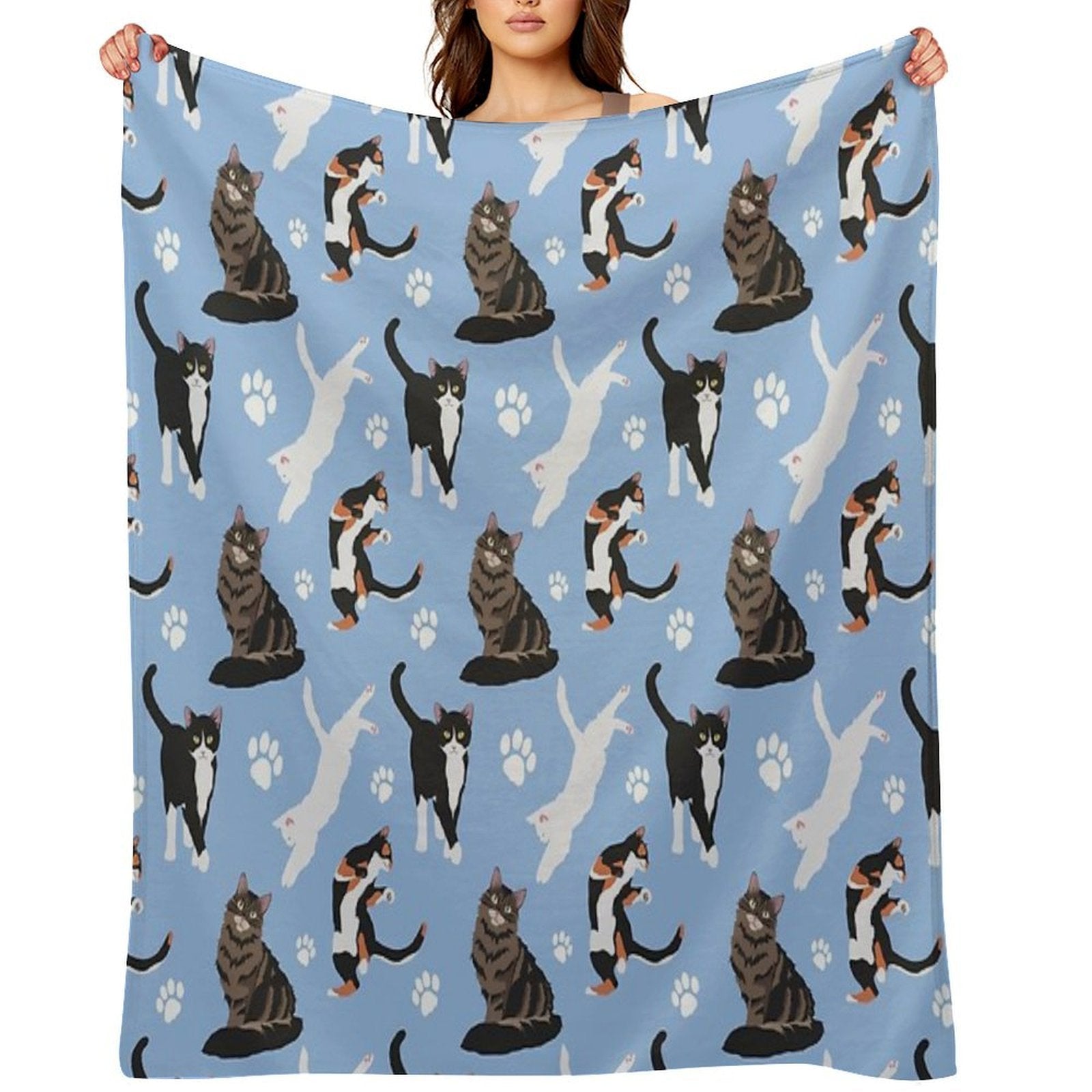 Cat Pattern Easy Care Throw Blanket