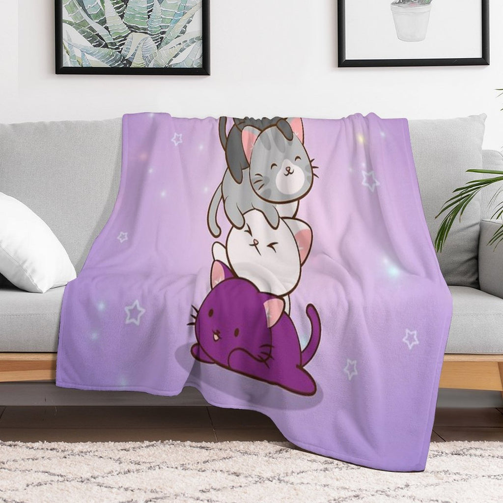 Ace Pride Kawaii Cats LGBTQ Asexual Compact Throw Blanket
