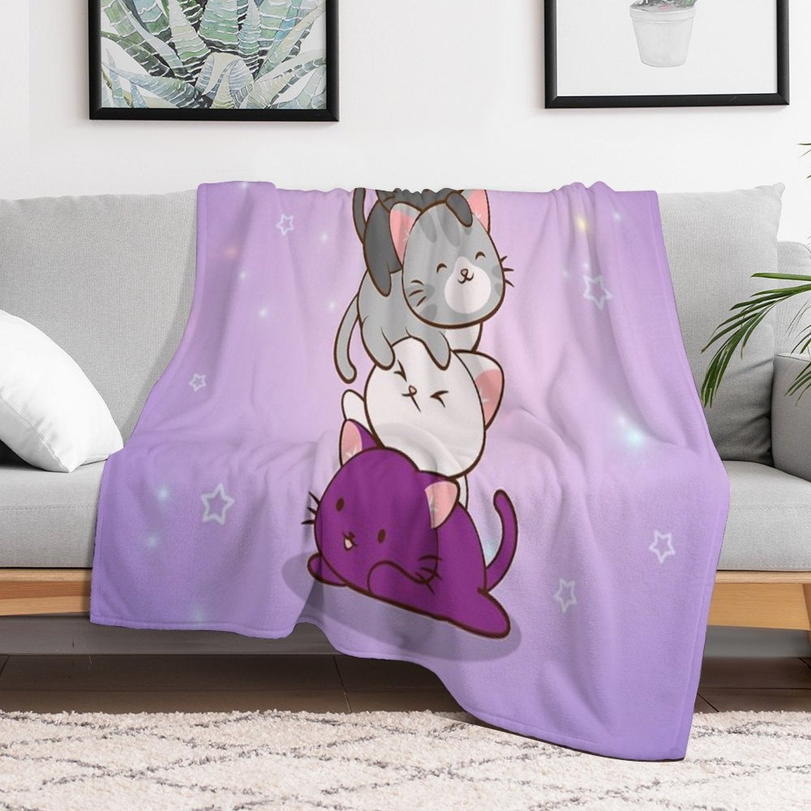Ace Pride Kawaii Cats LGBTQ Asexual Compact Throw Blanket