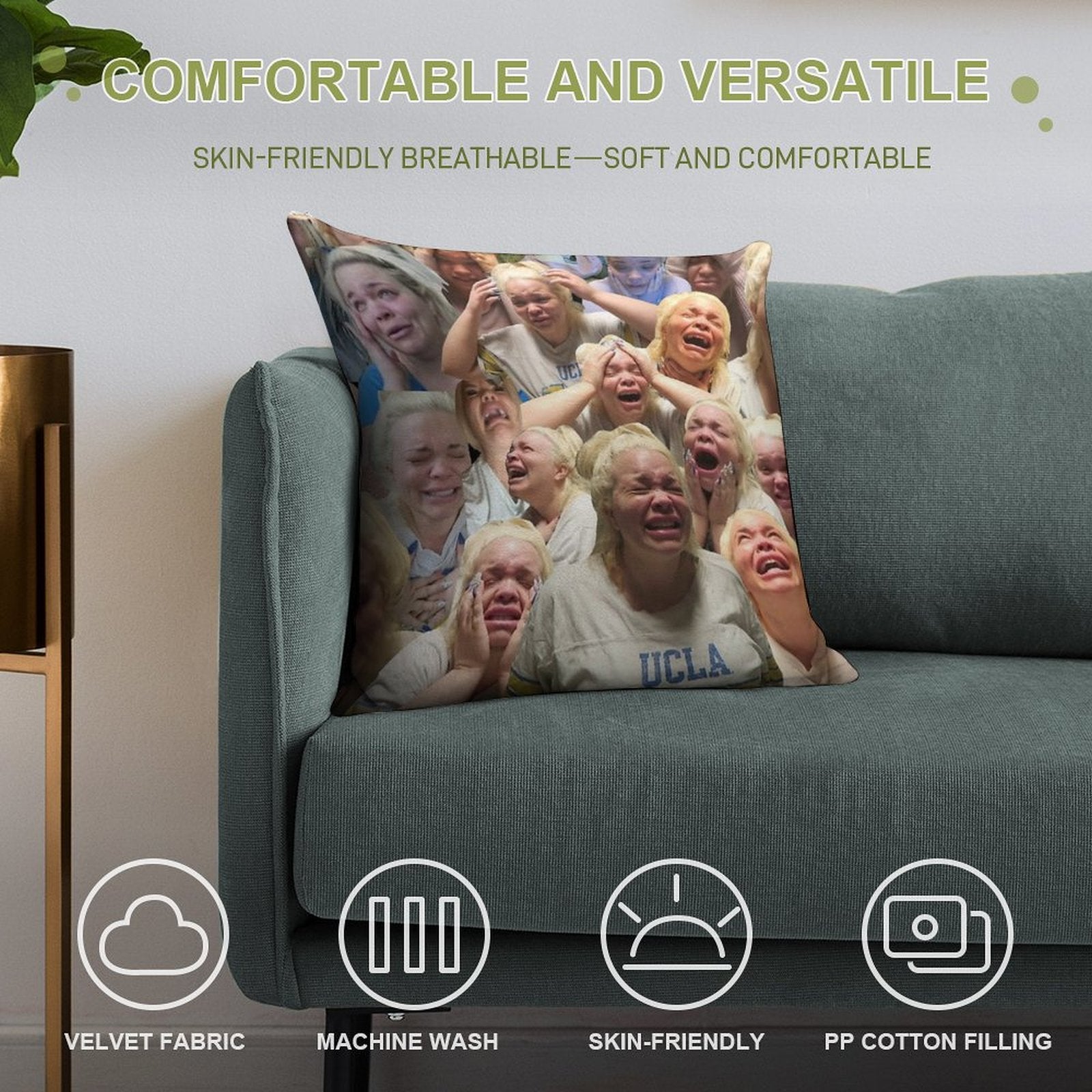 Trisha Paytas Crying Soft Reinforced Edging Throw Pillow