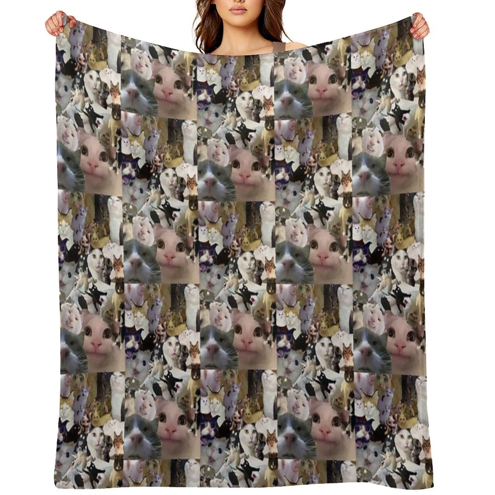 Cursed Cat Collage Compact Throw Blanket