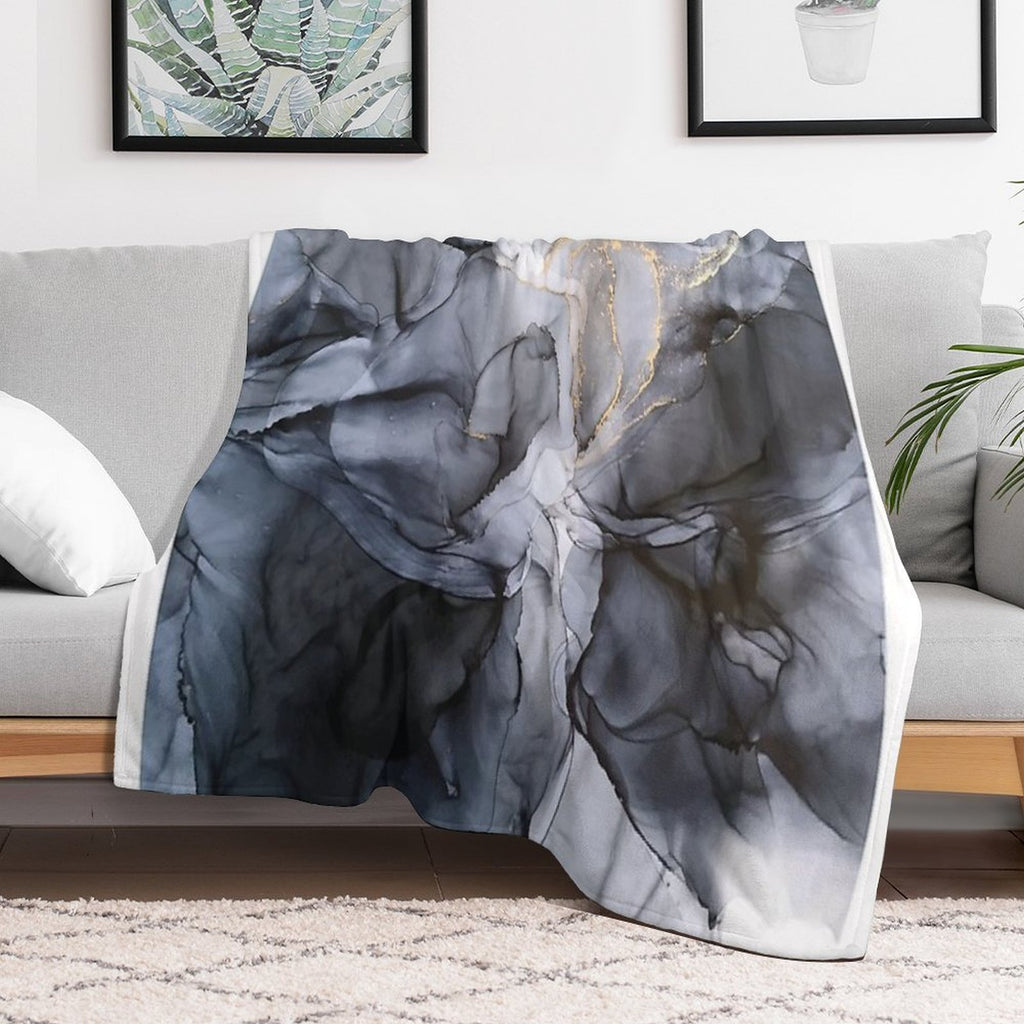 Calm But Dramatic Light Monochromatic Black & Grey Abstract Premium Throw Blanket