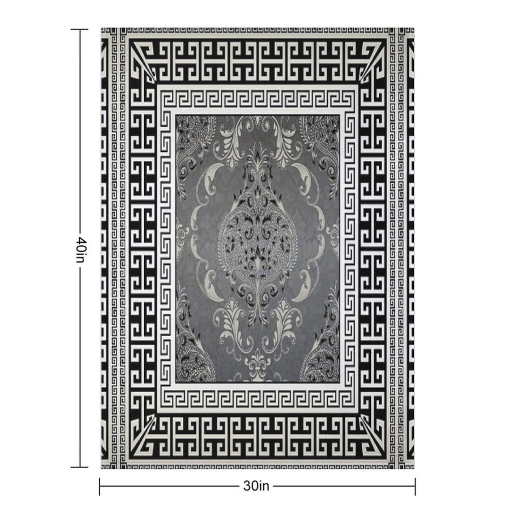 Greek Keys 3 Black Grey White with Pattern Comfort Throw Blanket