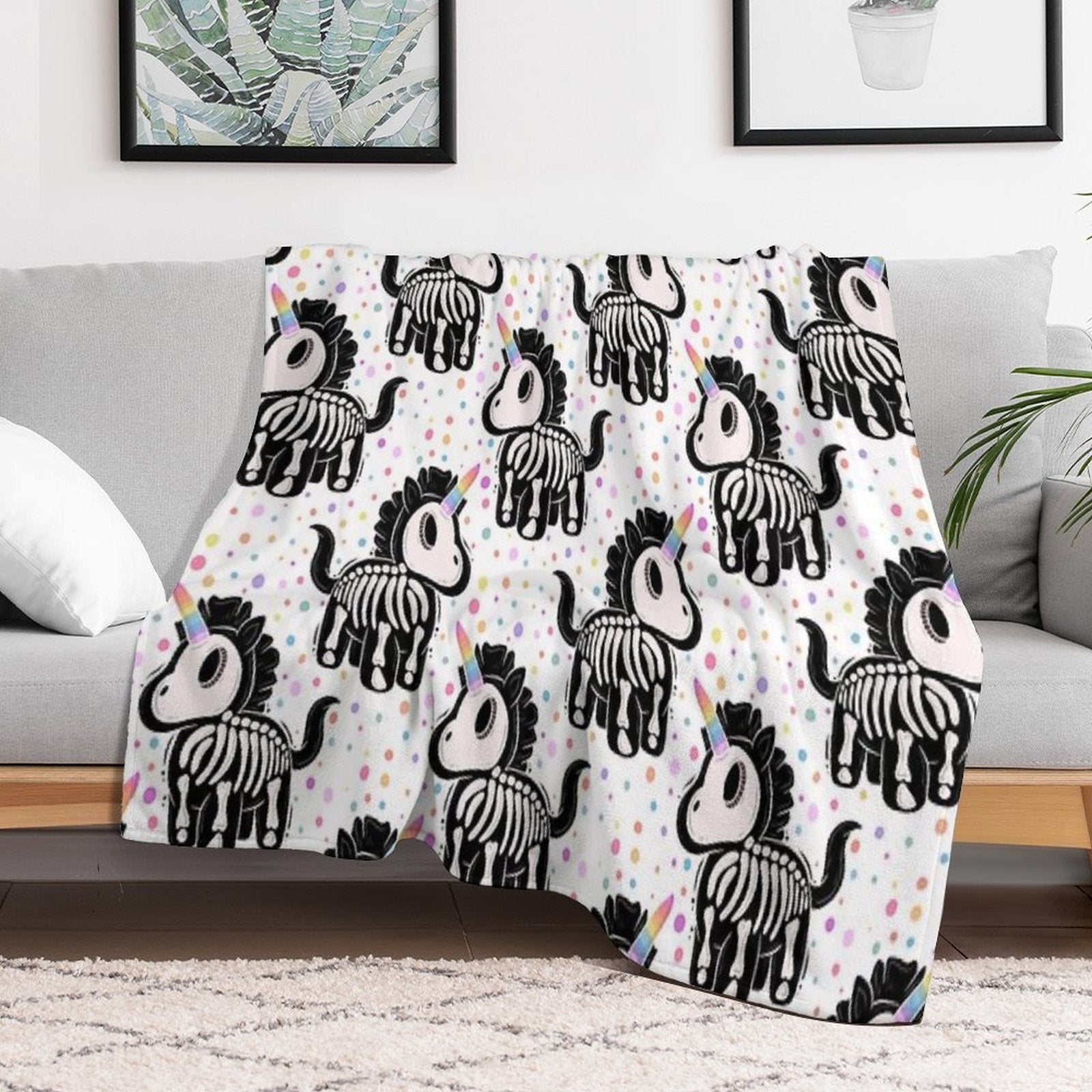Unicorn Skeleton Multi-functional Throw Blanket