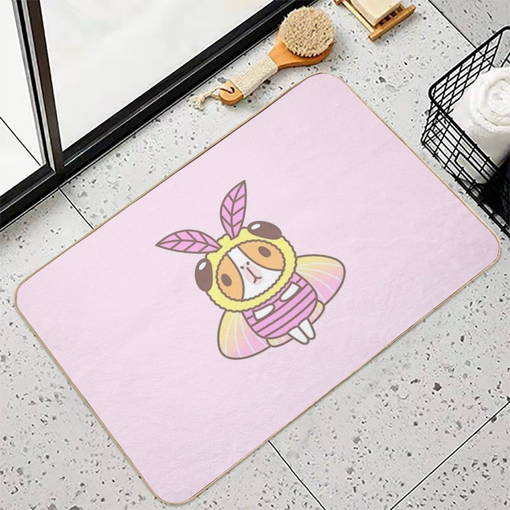 Guinea Pig in Rosy Maple Moth Costume  Long-Lasting Bath Mat