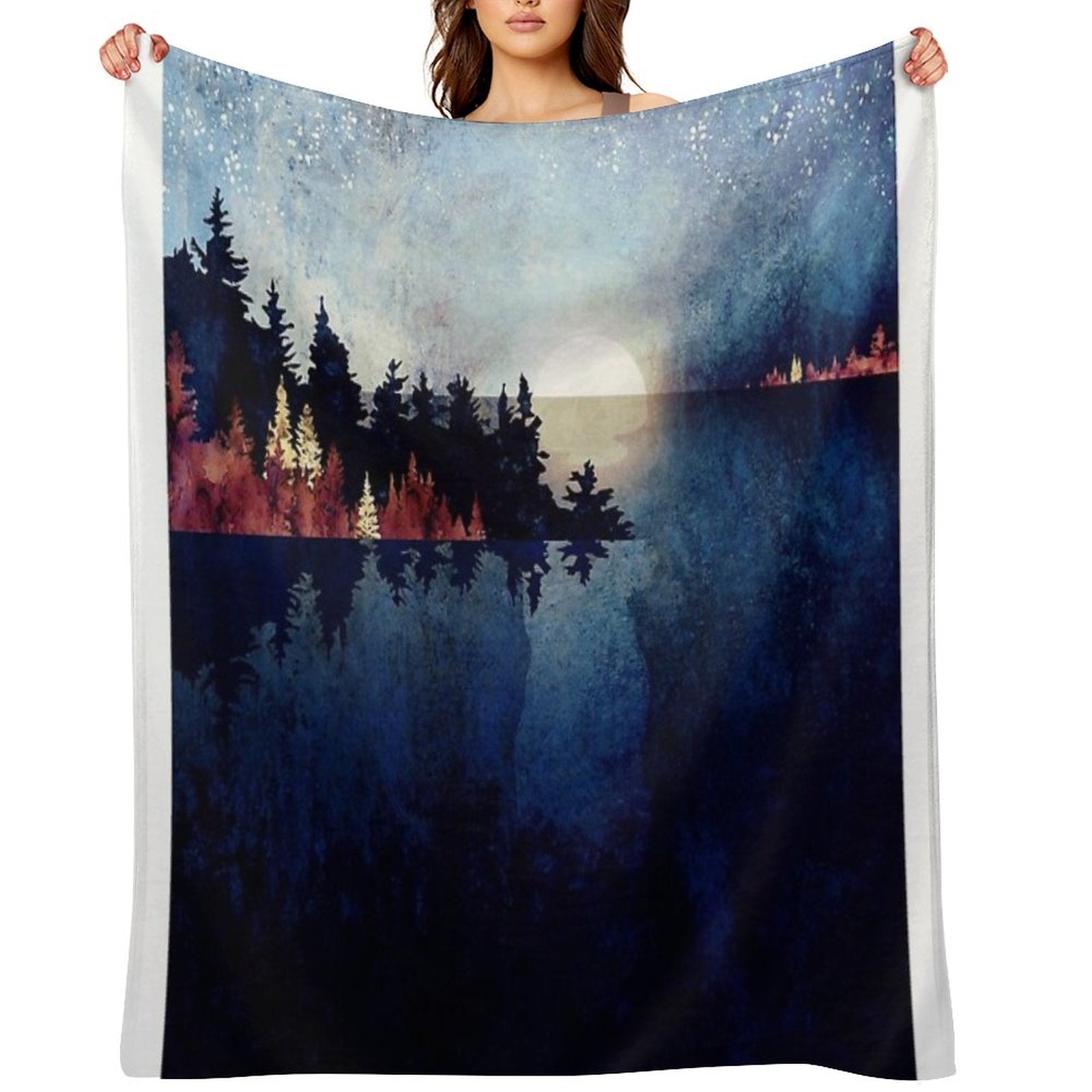 Autumn Moon Reflection Eco-conscious Throw Blanket