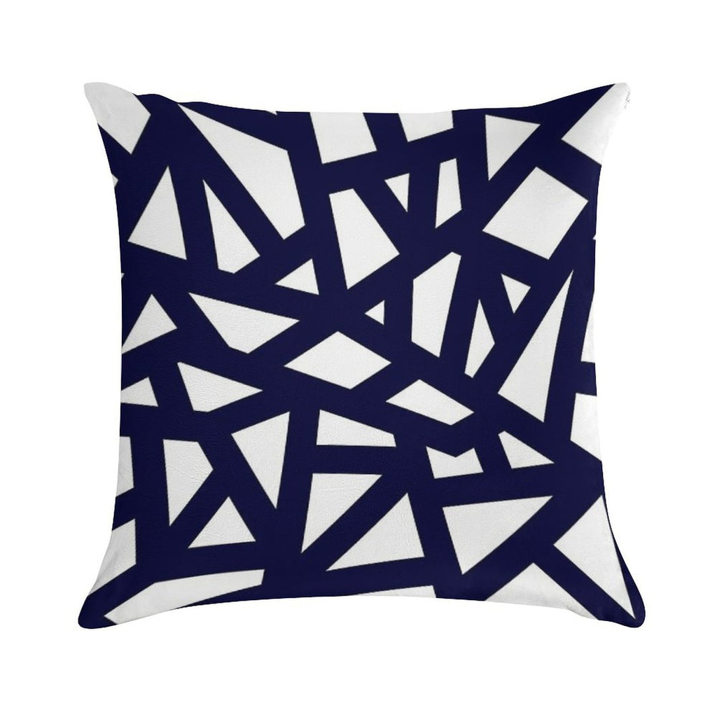 Navy Blue Thick Mosaic Lines On White Soft Luxury Feel Throw Pillow