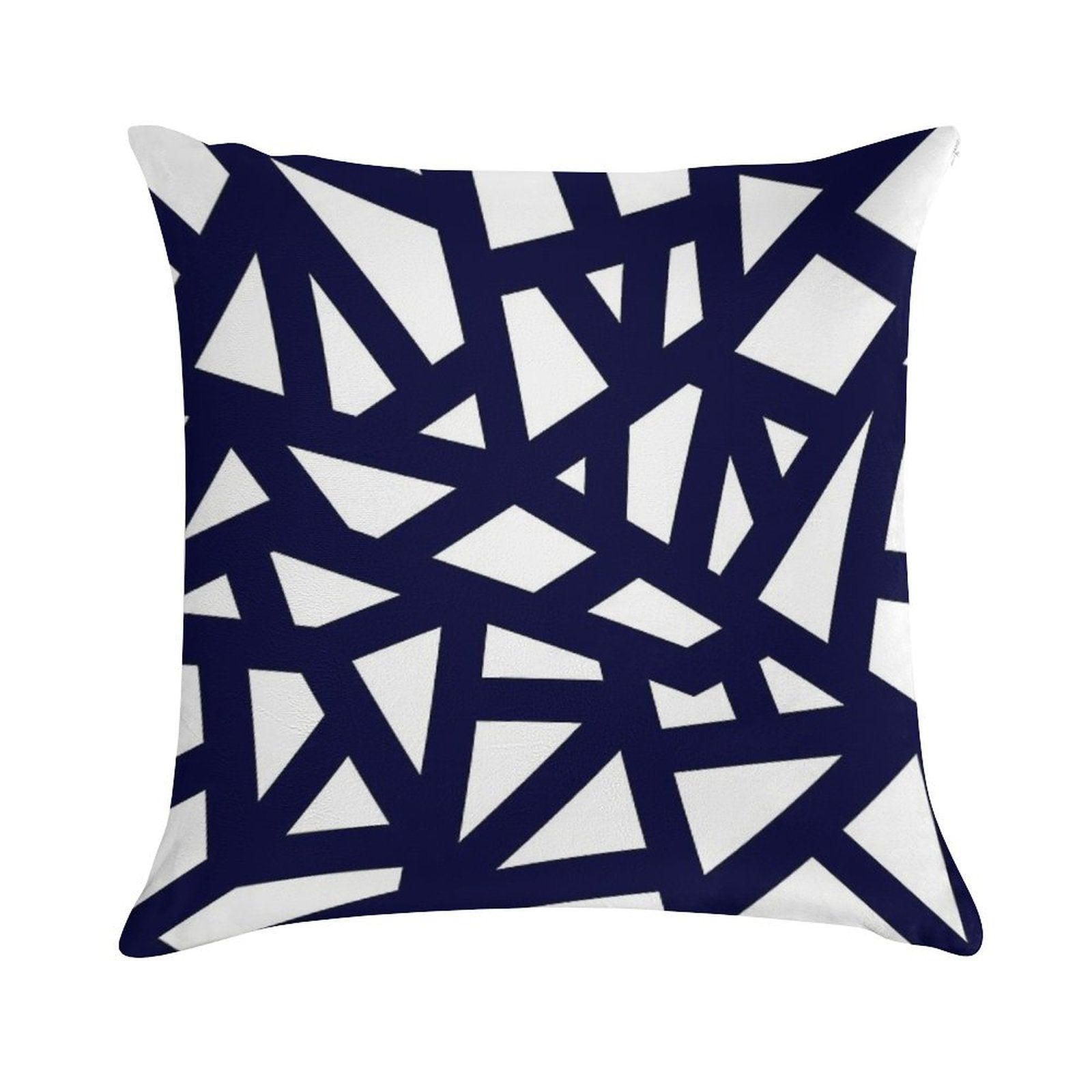 Navy Blue Thick Mosaic Lines On White Soft Luxury Feel Throw Pillow