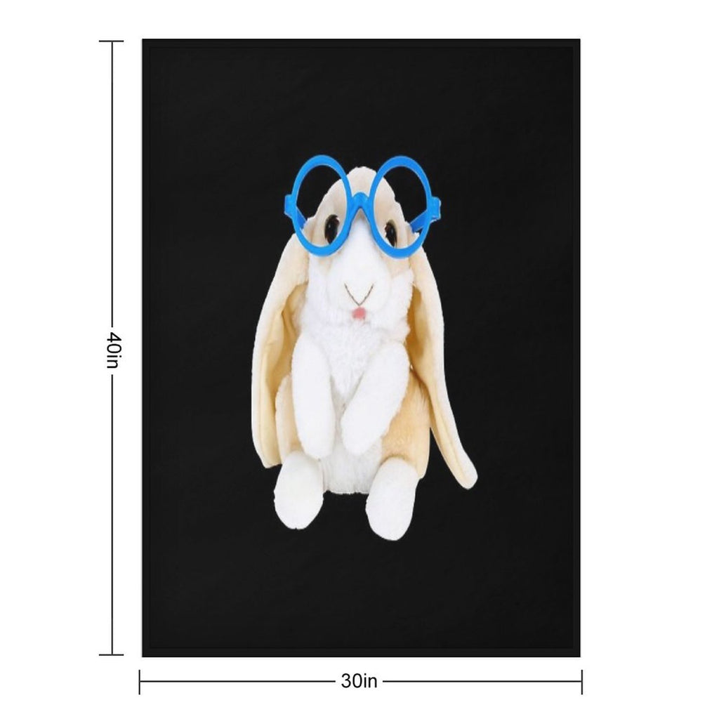 Bunny with Glasses Velvety-soft Throw Blanket