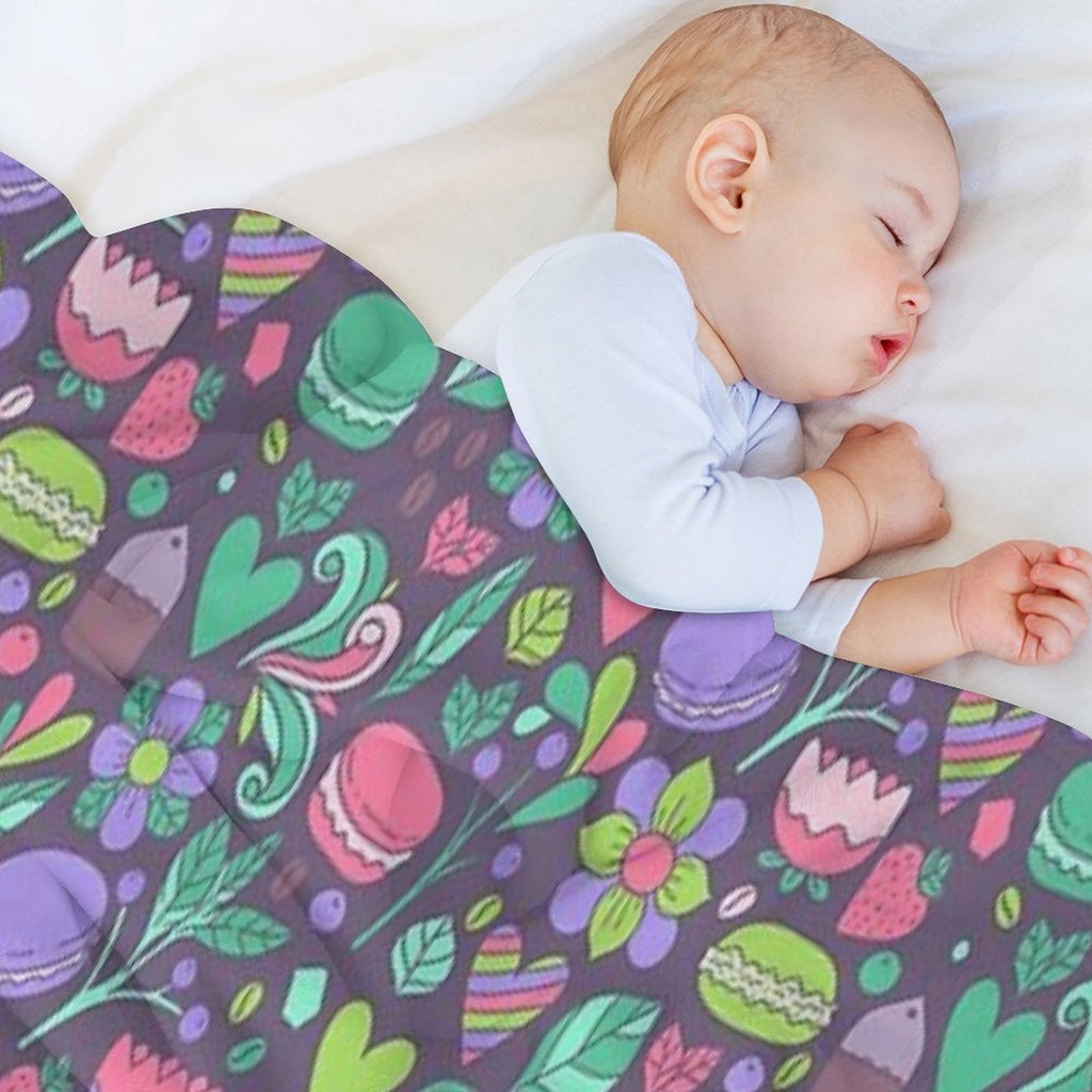 Macarons And Flowers Sustainable Throw Blanket