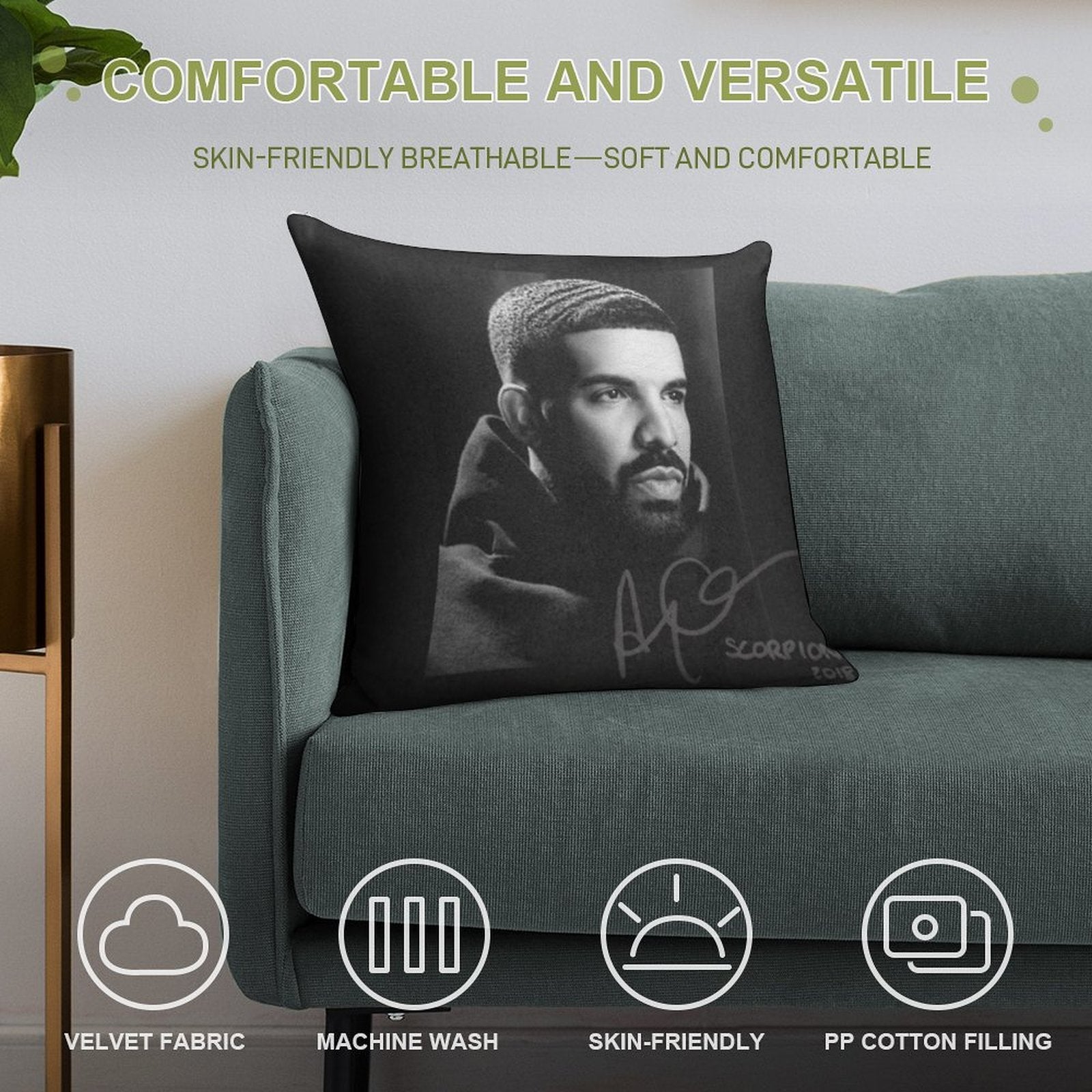 Drake Soft Skin-Friendly Throw Pillow