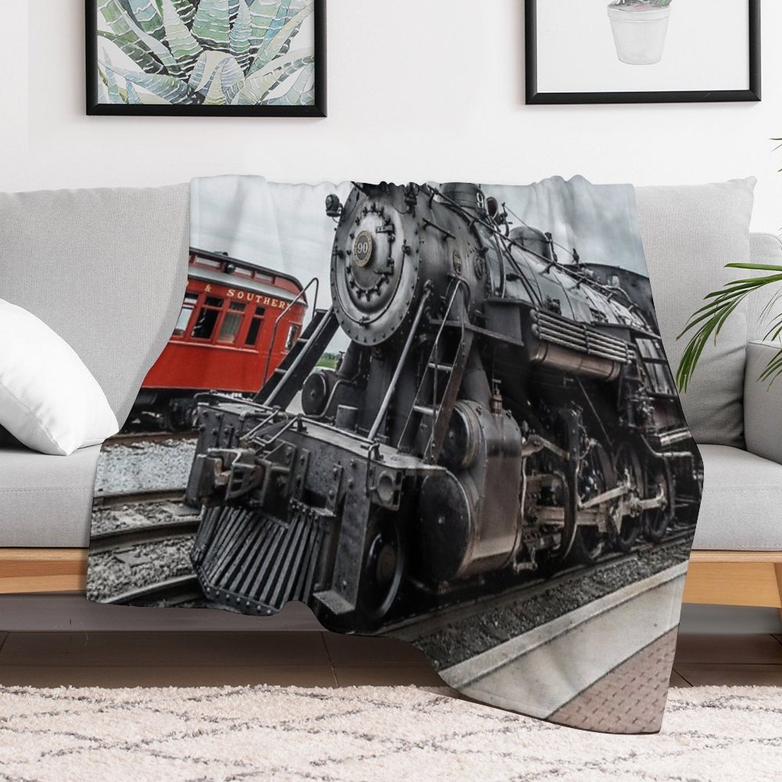 Strasburg Locomotive Anti-pilling Throw Blanket