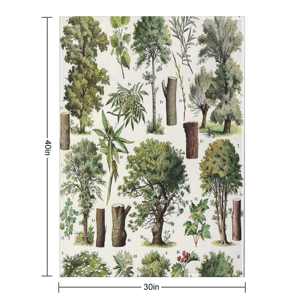 Adolphe Millot - Arbres A - French Vintage Botanical Poster Machine-washable Throw Blanket